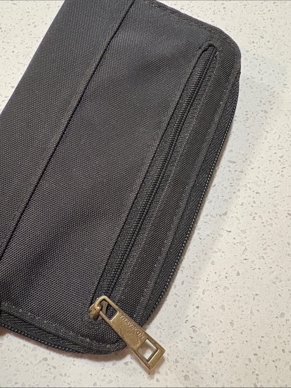 Travelon Black Zip Travel Wallet with Brass Accent